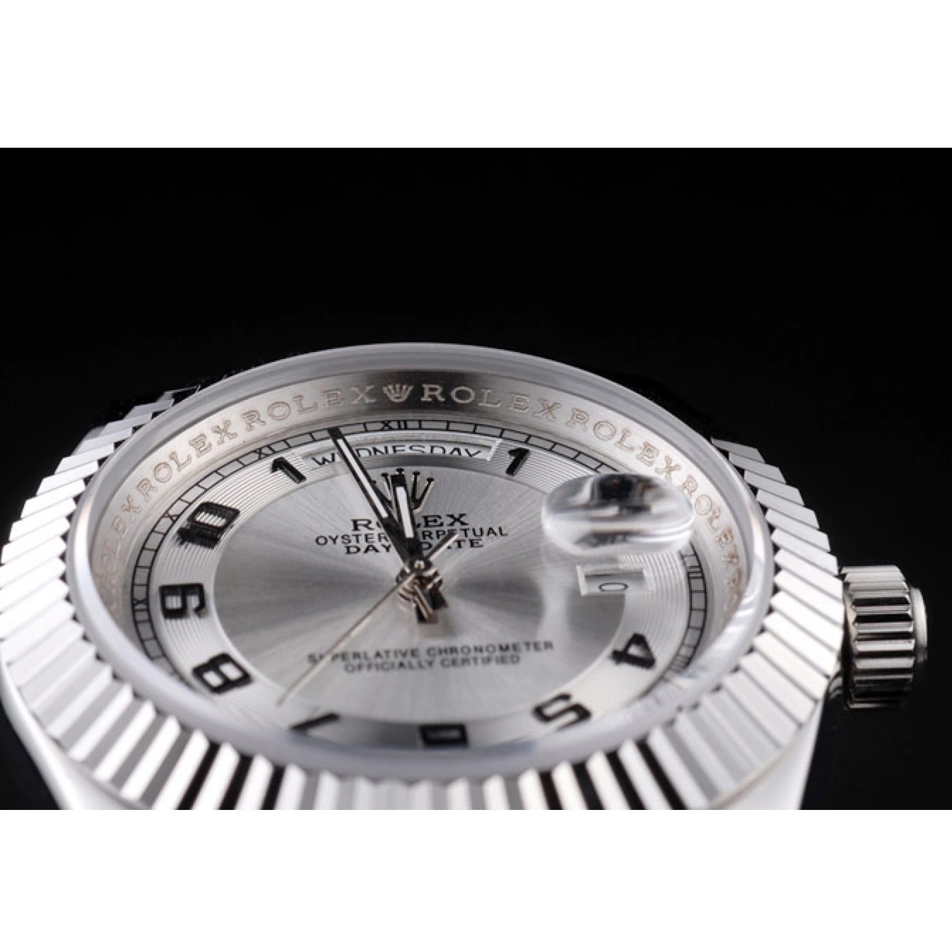 AAA Replica Watches Steel Dial Rolex Day-Date Stainless Polished White 0822